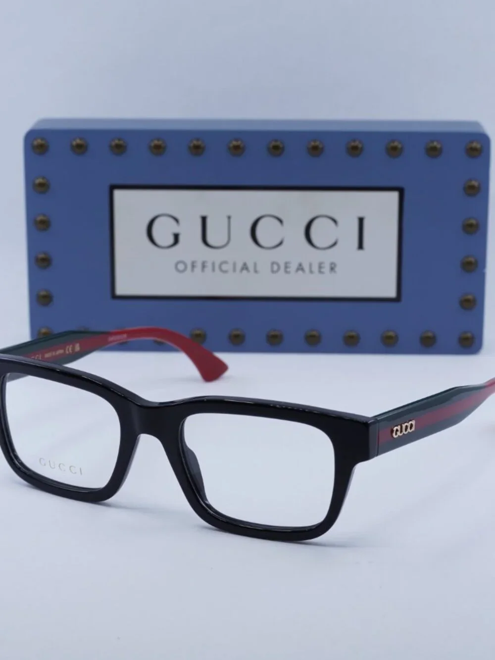 Gucci GG1865O 004 Square Eyeglasses – Black/Green/Red 52mm